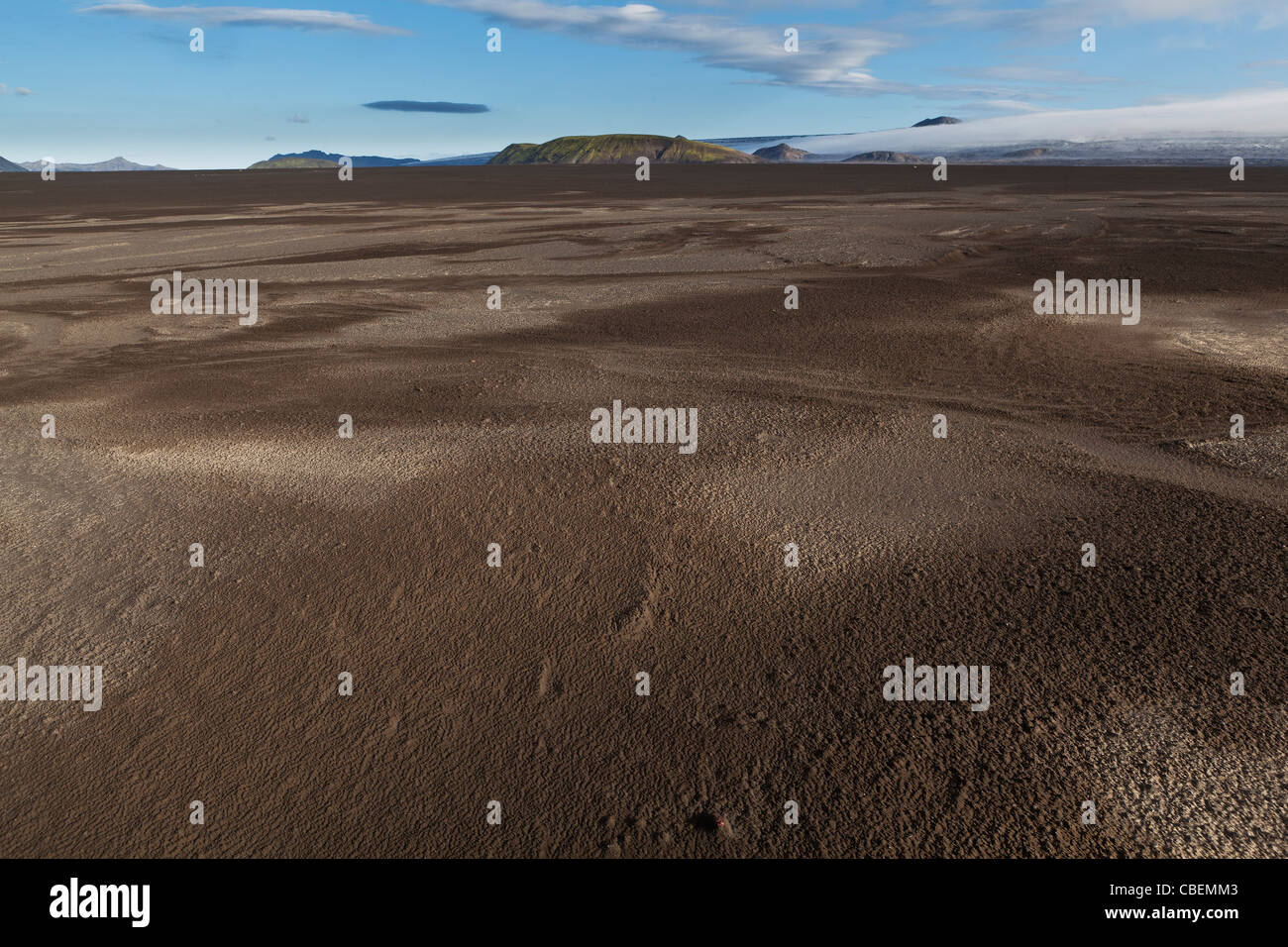 Maelifellssandur sabbia, un nero deserto di sabbia in Islanda altopiani centrali del. Foto Stock