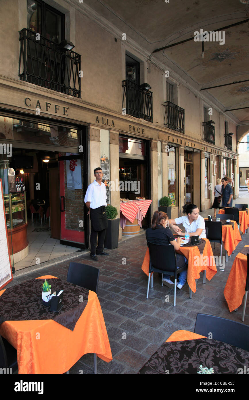 L'Italia, Lombardia, Mantova, Piazza delle Erbe, cafe, Foto Stock