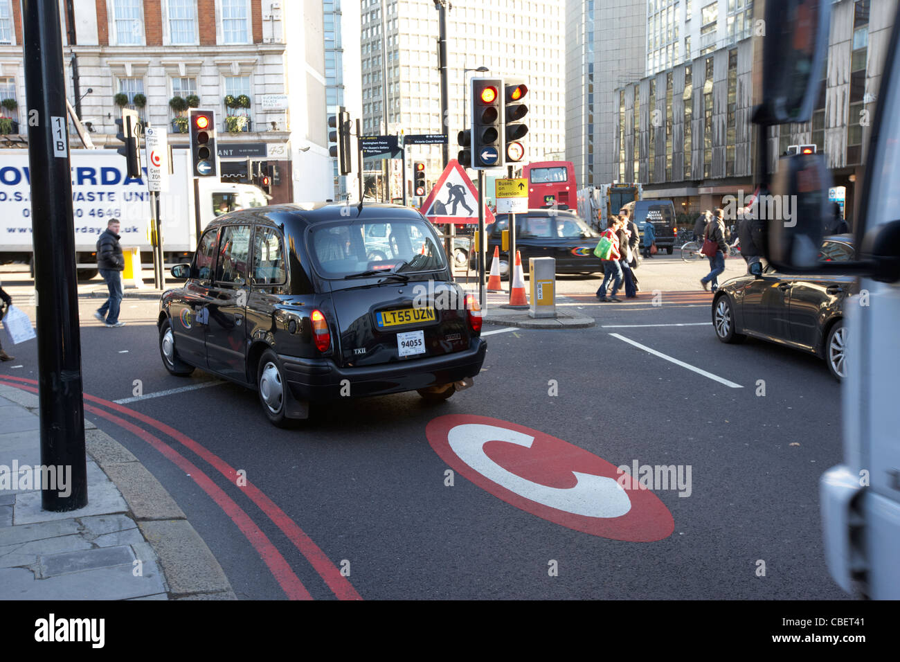 Segnale congestion charge in centro a Londra England Regno Unito Regno Unito Foto Stock