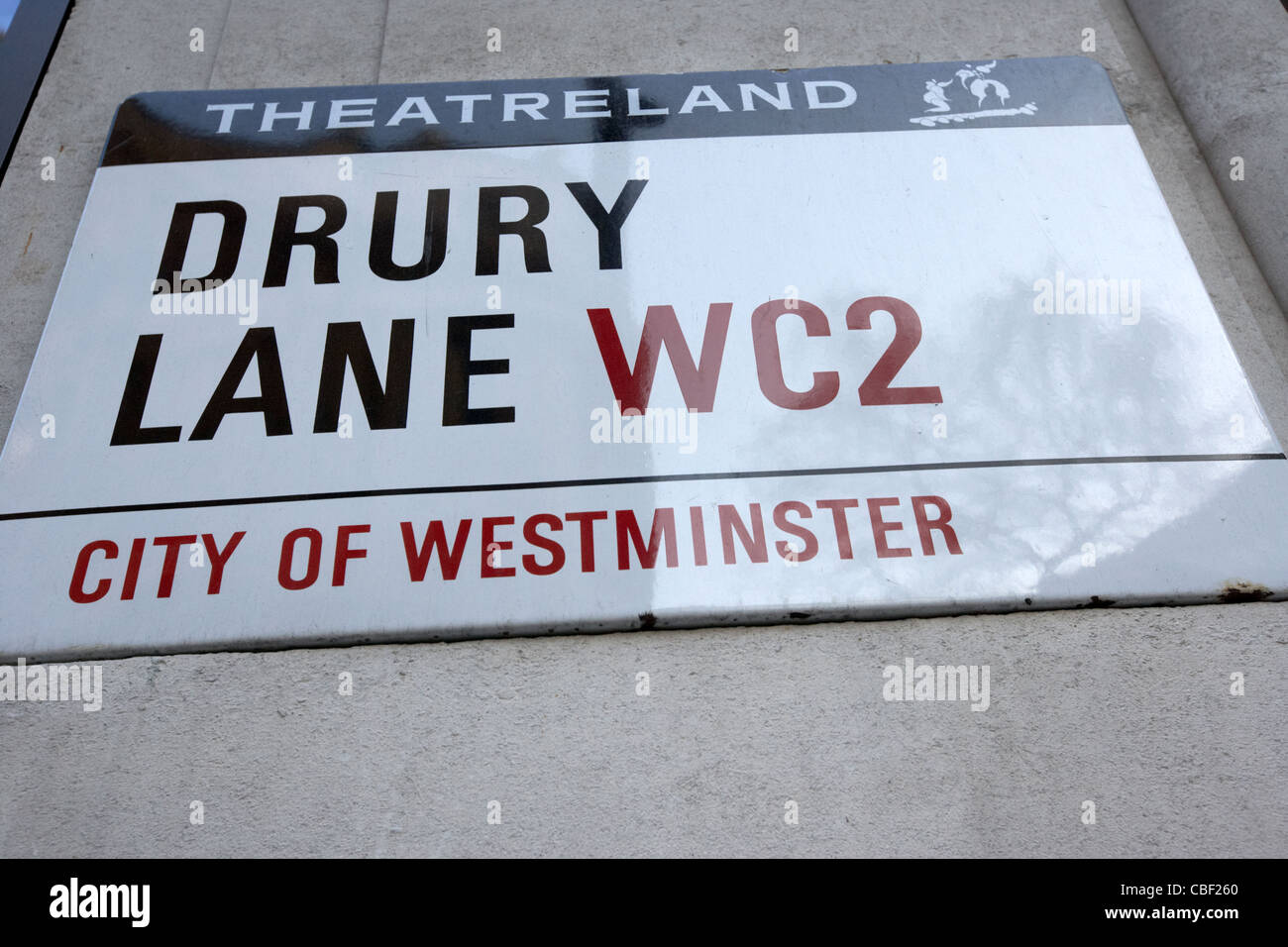 Drury Lane theatreland streetsign in Londra England Regno Unito Regno Unito Foto Stock