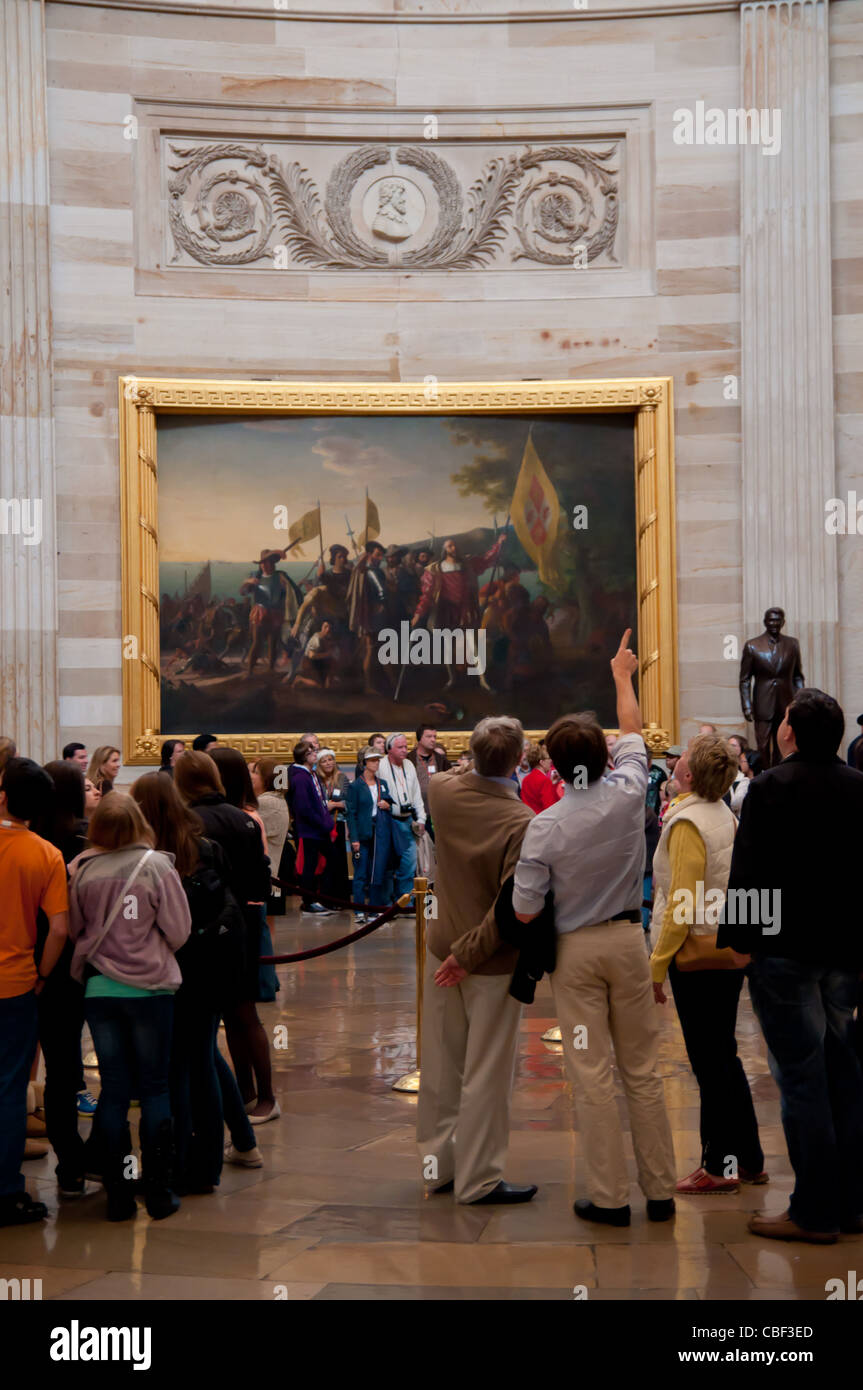 Lo sbarco di Columbus pittura in Campidoglio US Rotunda Foto Stock