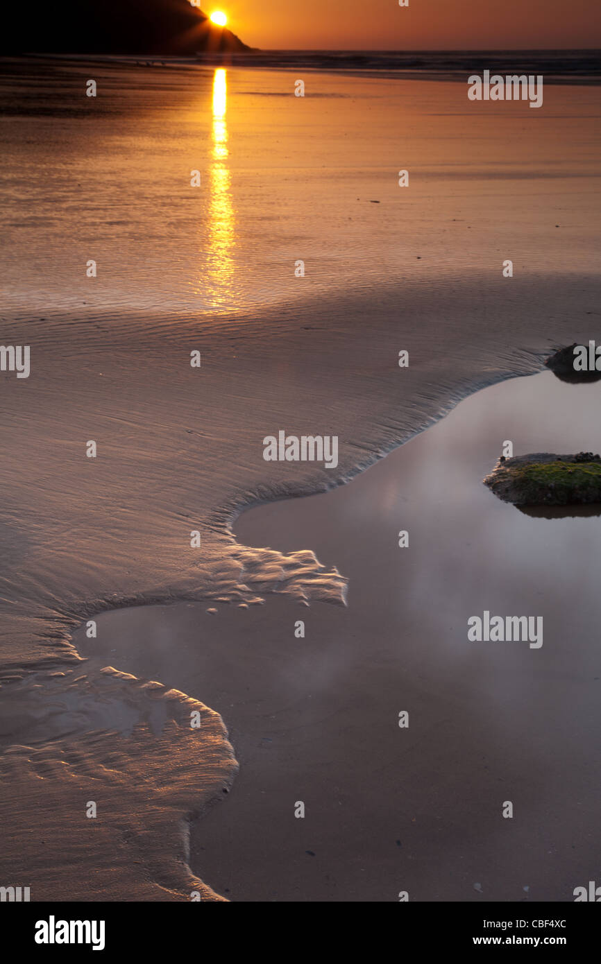 Tramonto, Broughton Bay, Gower, Galles Foto Stock