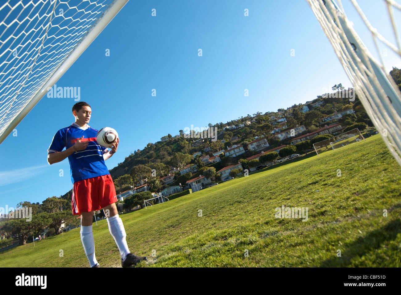 Ritratto di un maschio di soccer football player. Foto Stock