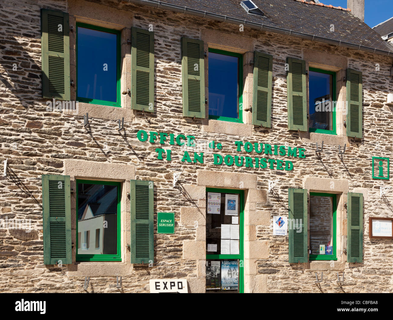 Uffici di turismo in Chateauneuf du faou e Finistere, Bretagna Francia Foto Stock