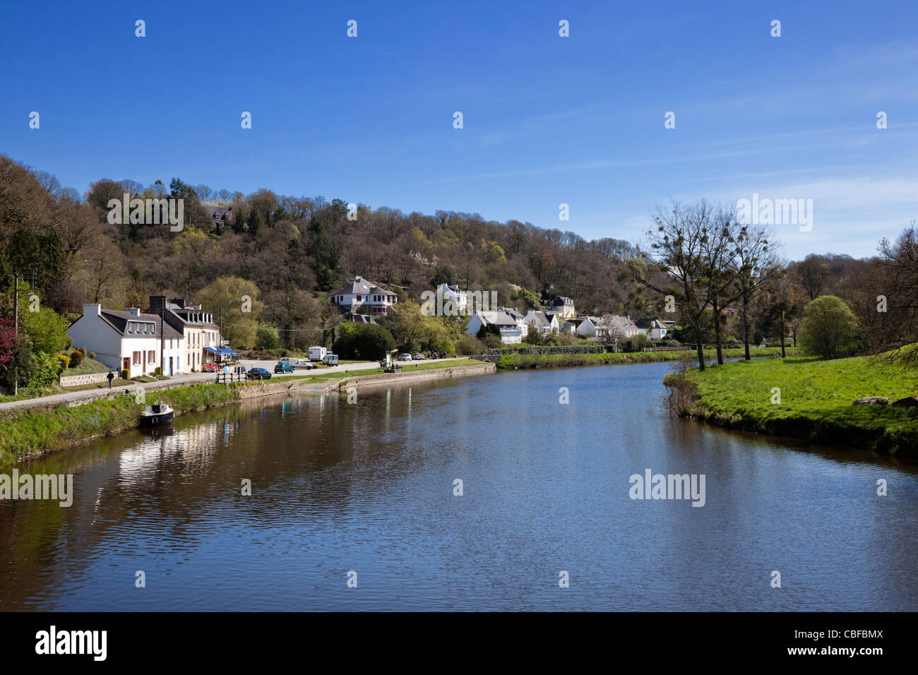 Nantes Brest Canal a Chateauneuf du faou e Finistere, Bretagna Francia Foto Stock