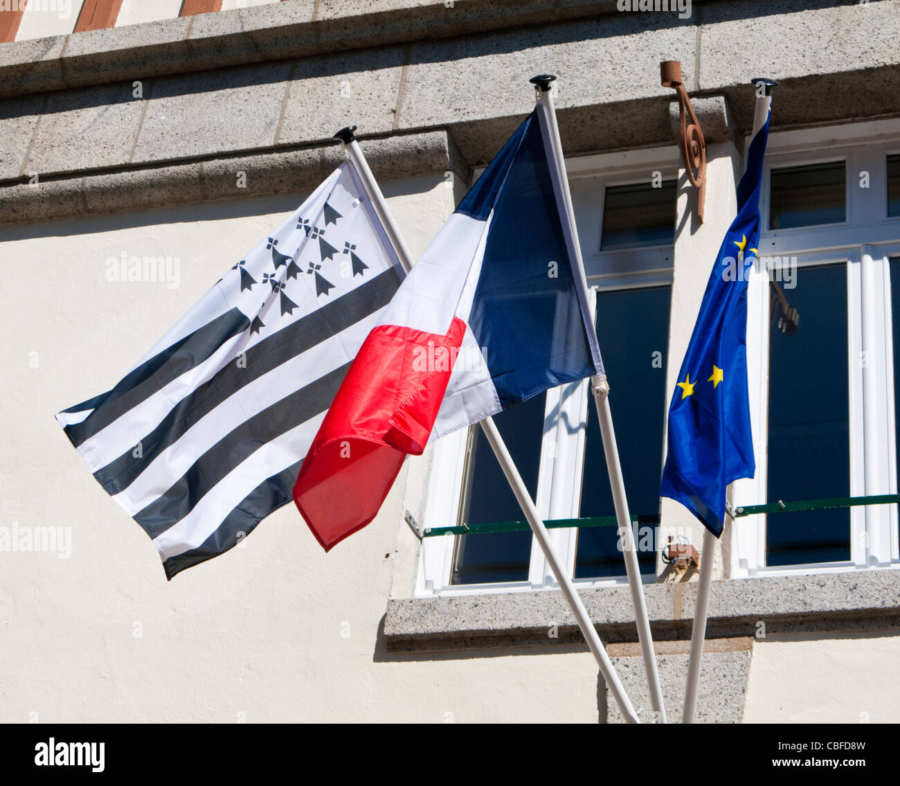 Flags - Francese, Breton e UE Foto Stock