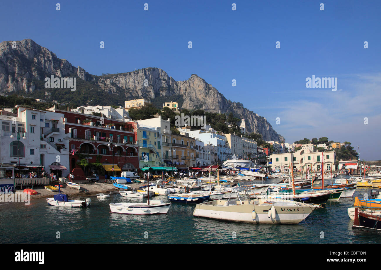 L'Italia, Campania, di Capri, a Marina Grande, barche Foto Stock