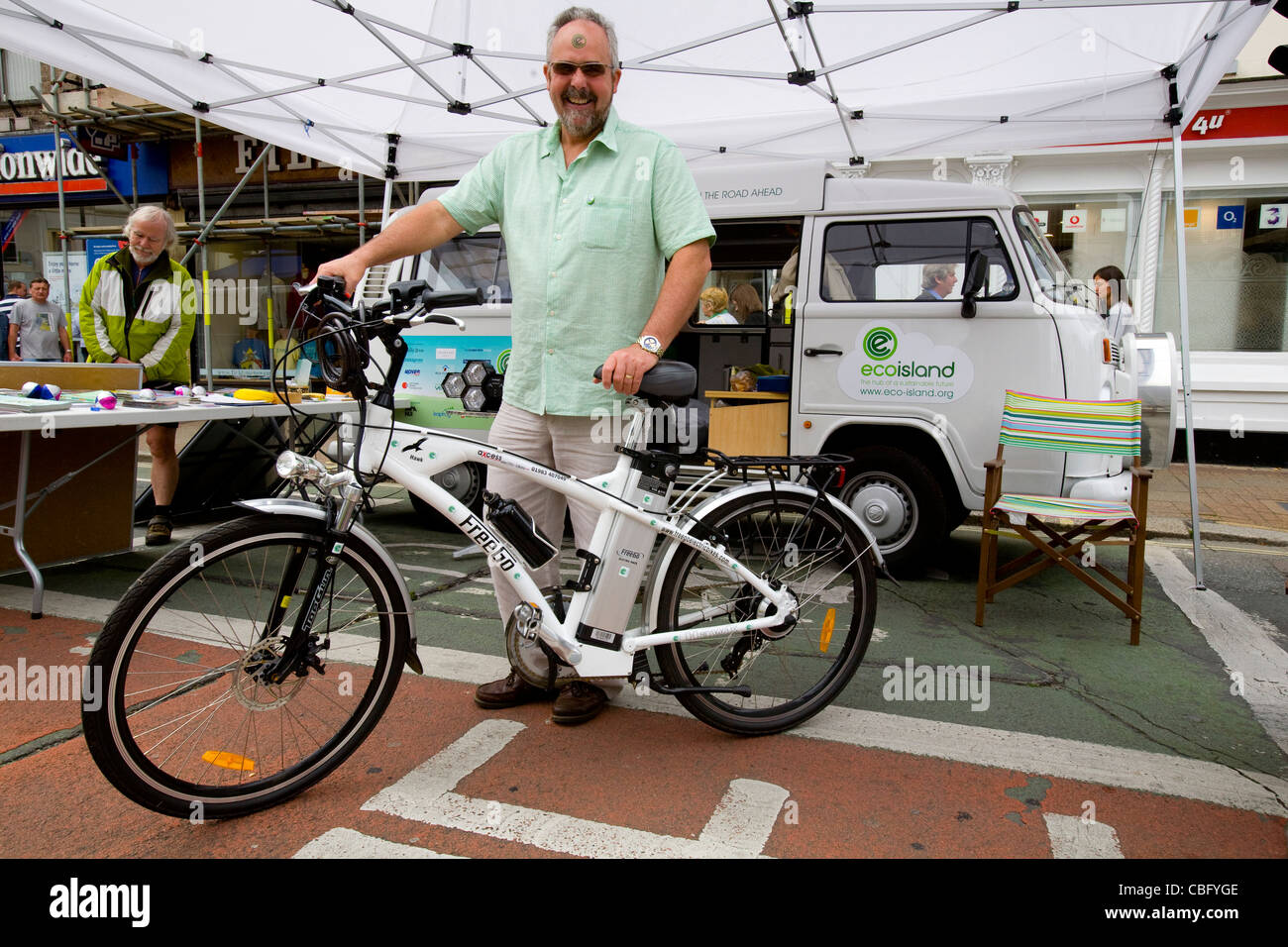 David Green, Eco Island, isola di Wight Cycling Festival 2011. Bicicletta elettrica Foto Stock