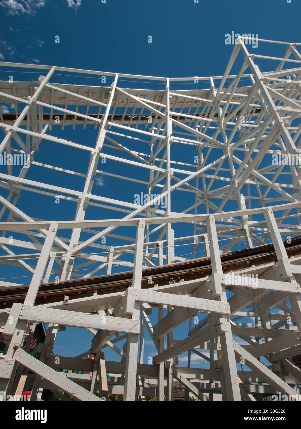 Old fashion rollercoaster al Elitch Gardens Theme Park a Denver in Colorado. Foto Stock