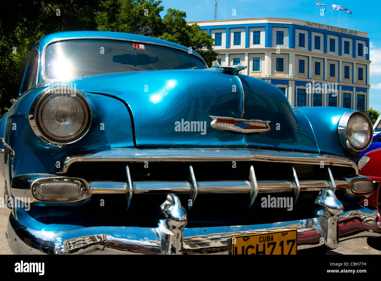 Vecchio vintage americano auto in strada di Havana, Cuba, Foto Stock