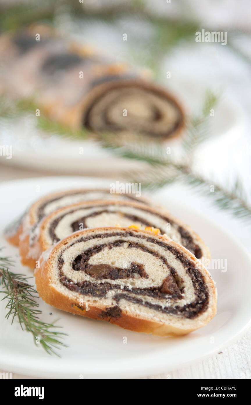 Tradizionale polacca di semi di papavero torta per Natale Foto Stock