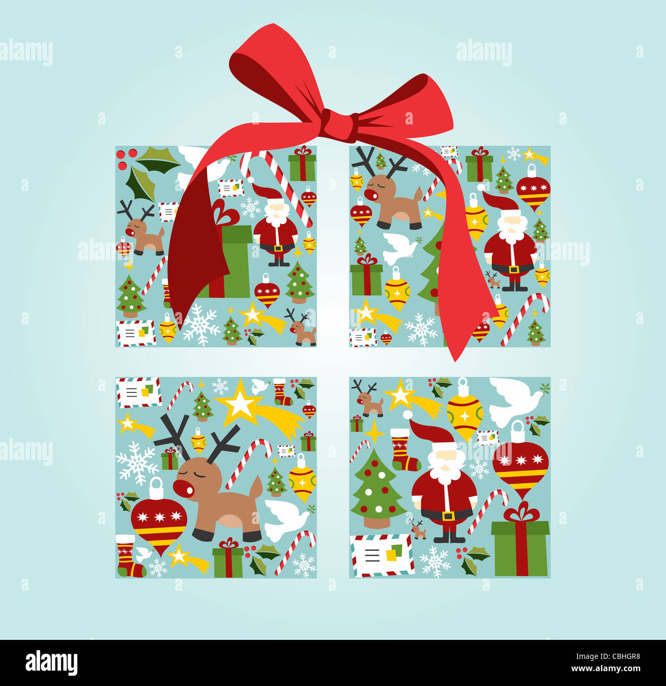 Christmas Icona impostare in confezione regalo lo sfondo dell'illustrazione. File vettoriale disponibile. Foto Stock