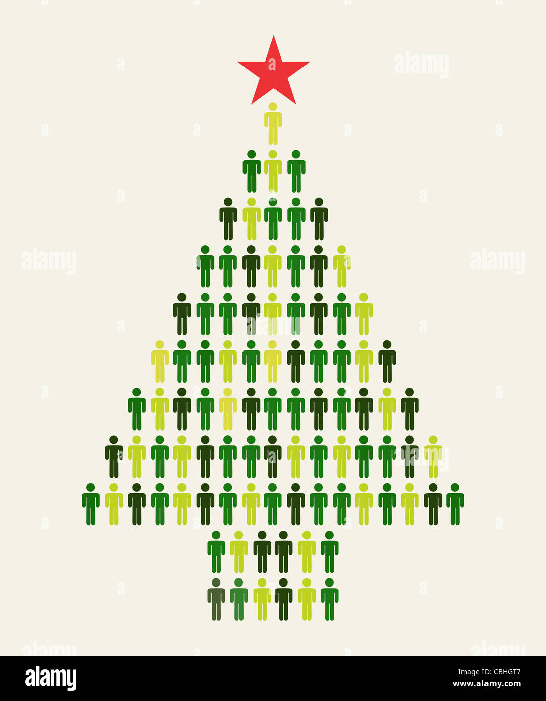 Green Social media business connessione con le persone nella struttura ad albero di Natale forma Foto Stock