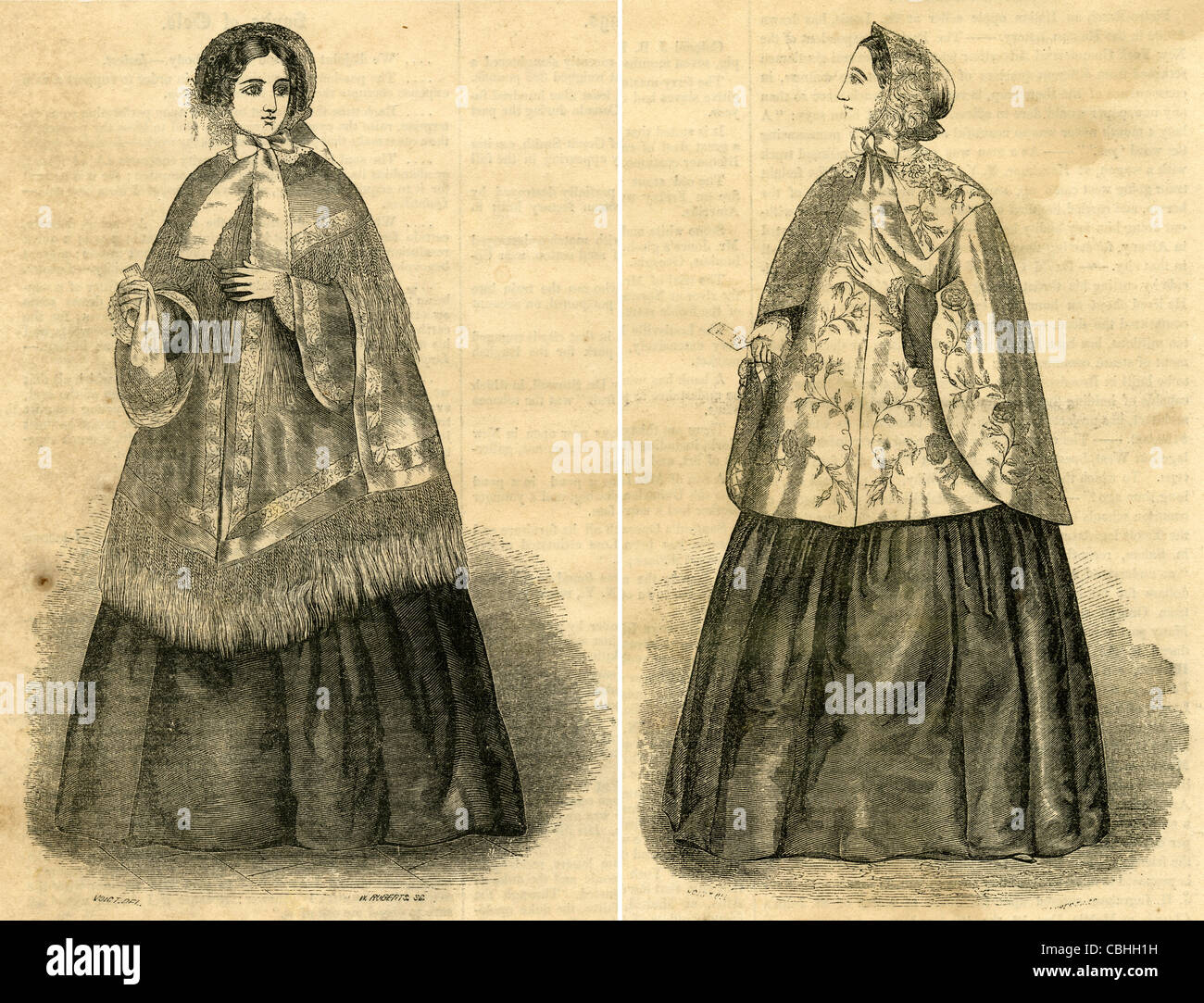 1854 incisione, "Mantello mode". Il Braganza (l) e d'Angouleme. Foto Stock