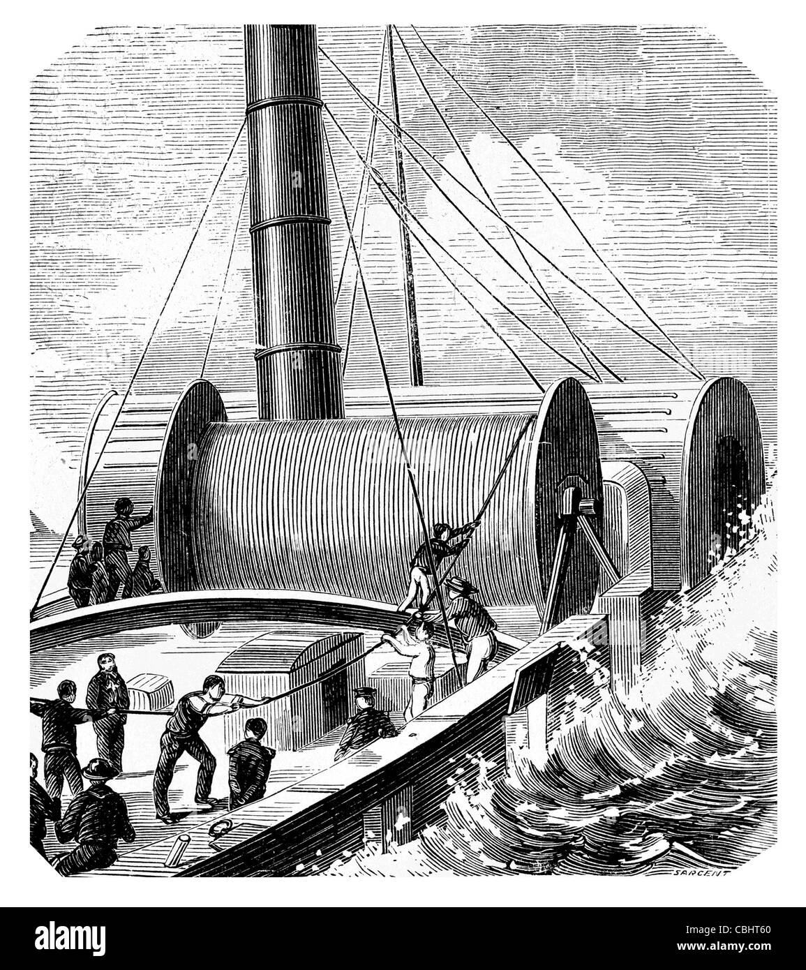 Cavo telegrafico di Dover a Calais nave Great Eastern Sir James Anderson serbatoio di ferro Telegraph Company Foto Stock