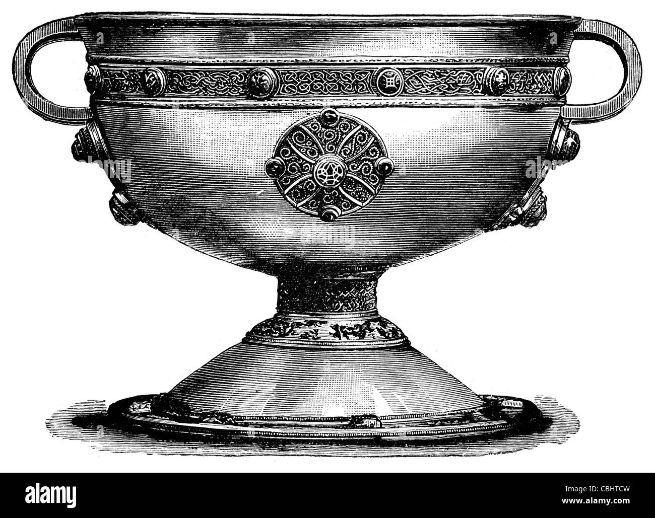 Ardagh accaparrare calice accaparrare la lamiera Museo Nazionale Irlanda Dublino arte isolana silver cup oro decorate in bronzo dorato filo di ottone Foto Stock