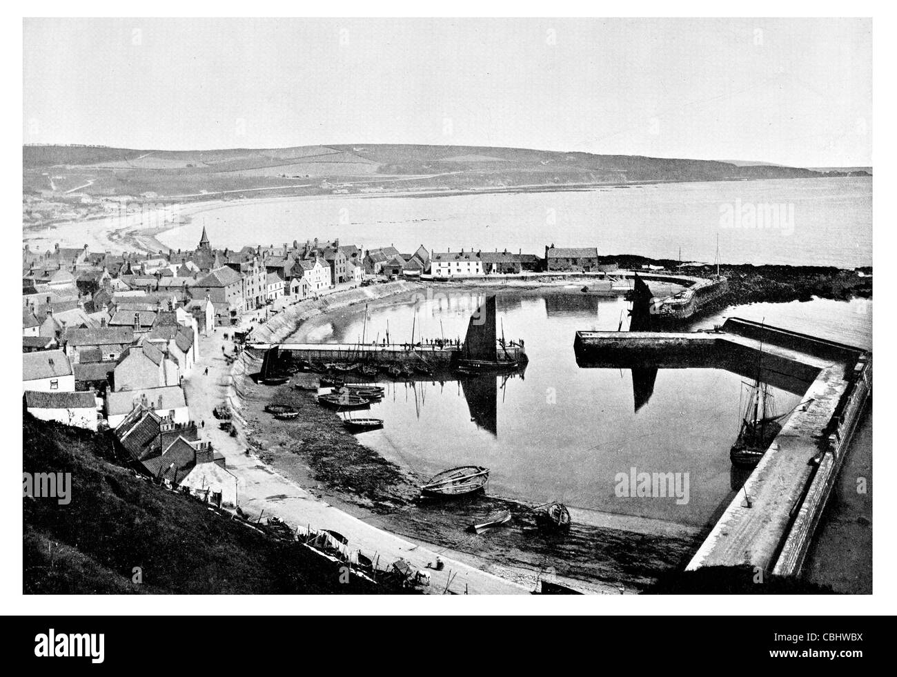 Porto di Stonehaven Aberdeenshire Scozia villaggio di pescatori di aringhe di mare catture della pesca 1894 industria del pesce sovrasfruttamento Foto Stock