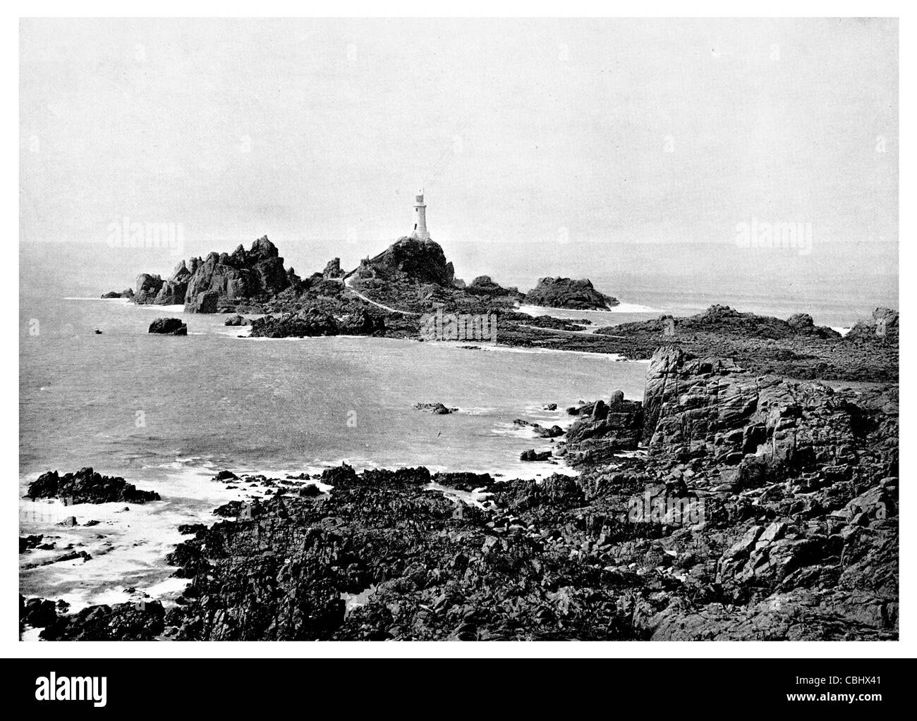 La Corbière Jersey St Brelade naufragio Express lighthouse sito turistico calcestruzzo Sir John Coode rock Foto Stock