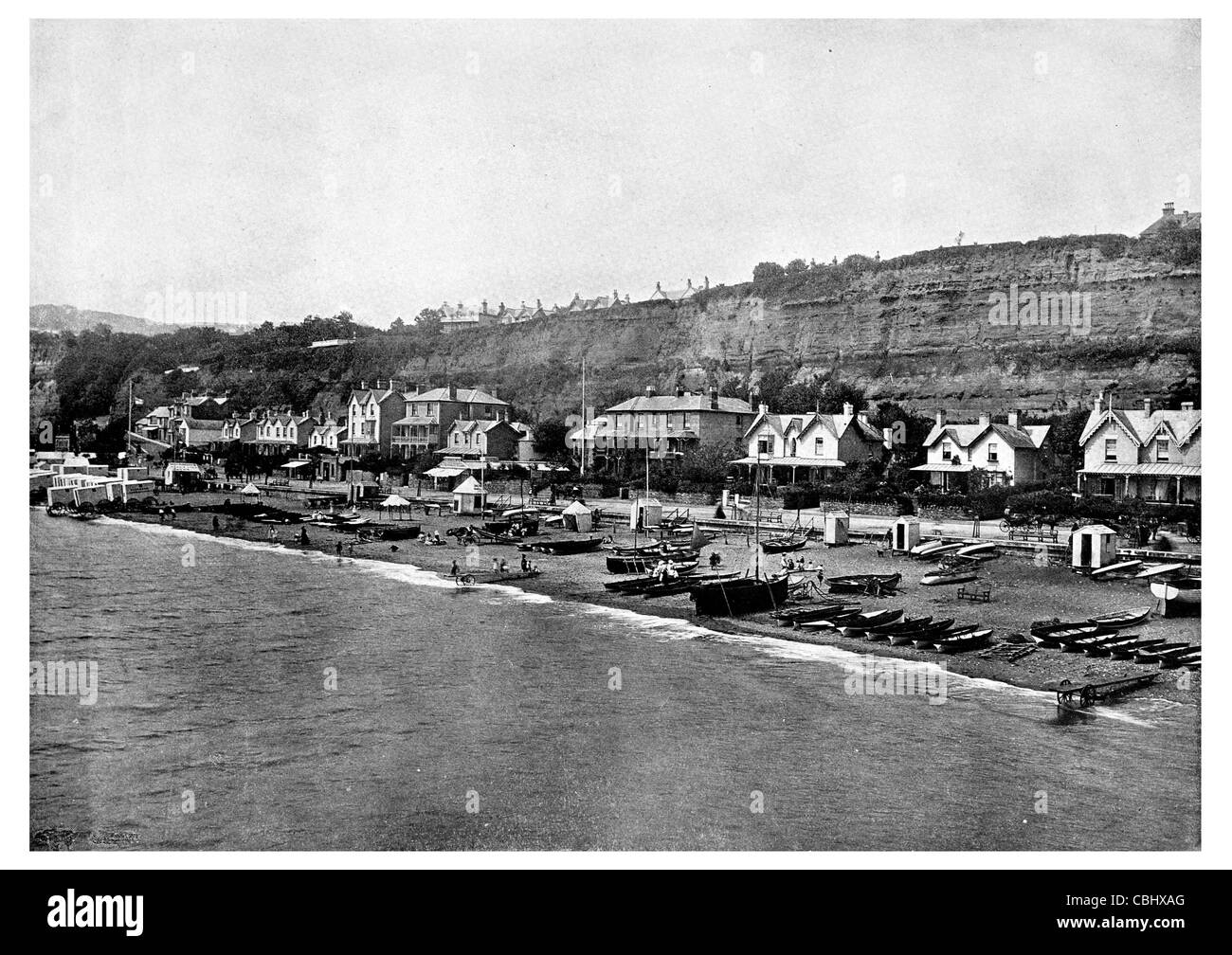 Shanklin seaside resort Isola di Wight in Inghilterra Sandown Bay vecchio villaggio spiaggia esplanade della flotta di pesca Foto Stock