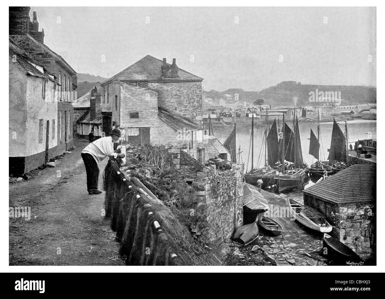 Città di Newlyn porto di pesca Cornwall Inghilterra Regno Unito porto vela flotta nave a vela barca Foto Stock