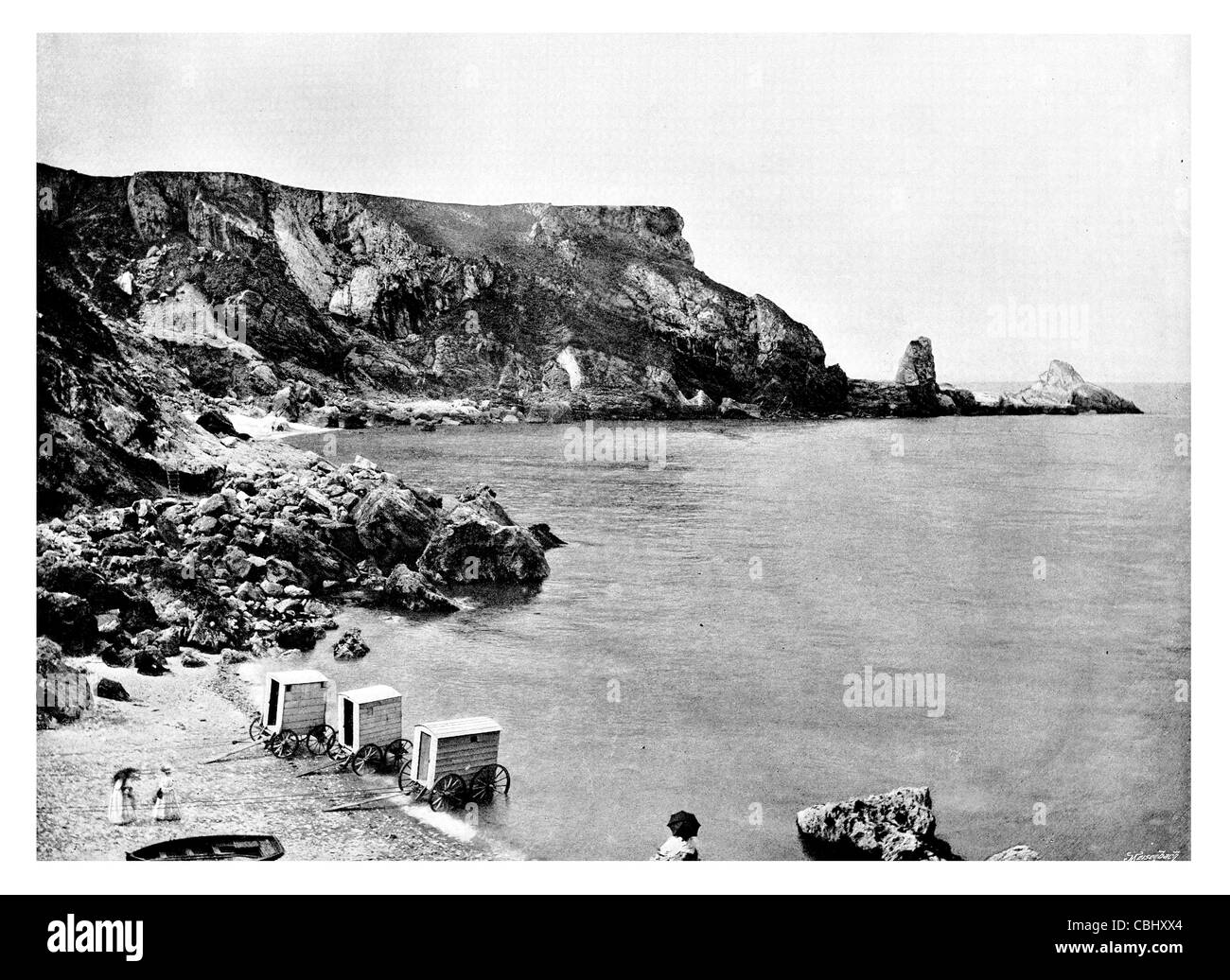 Torquay beach Anstey's cove Torbay Devon England pesca balneare capanna sulla spiaggia del carrello Foto Stock