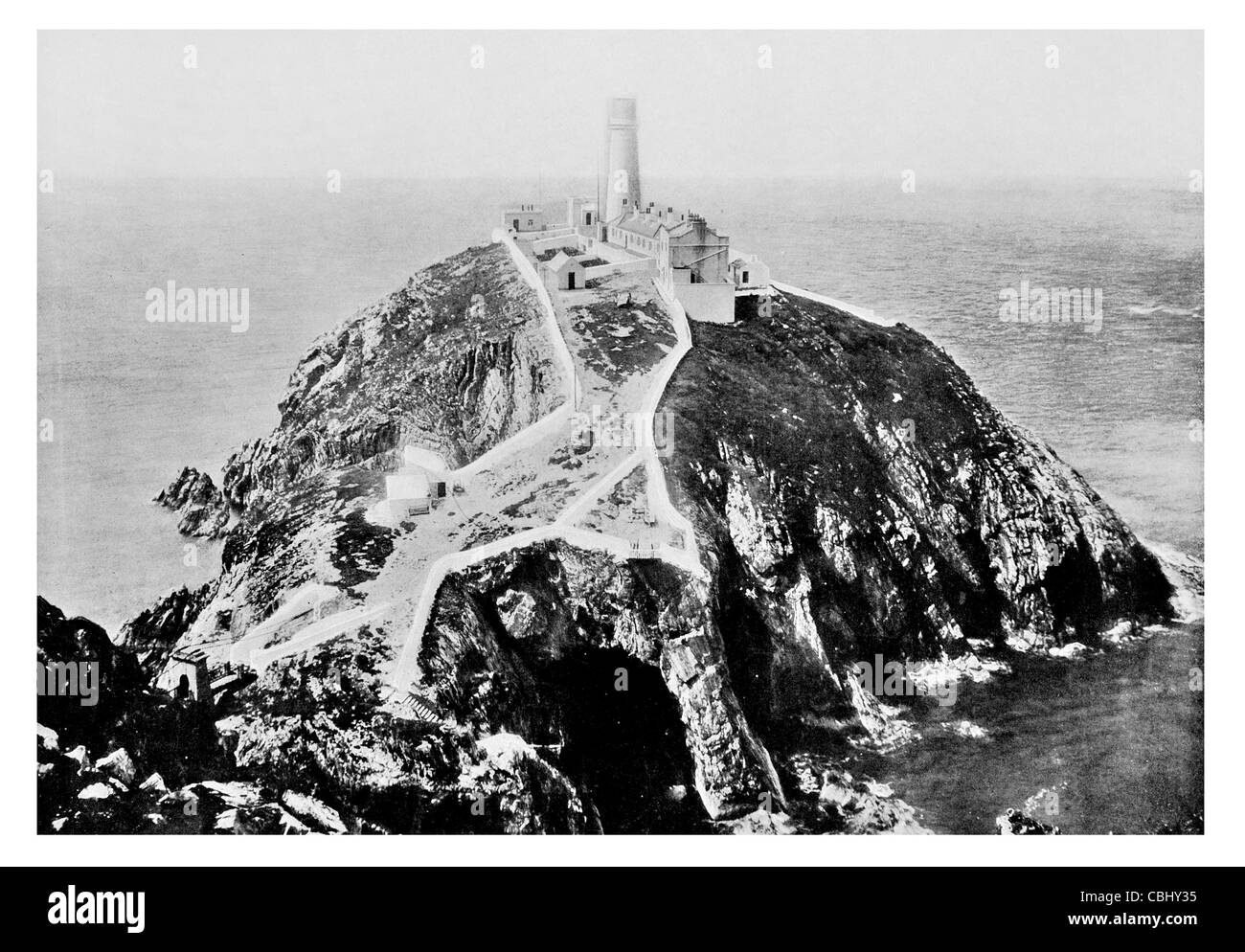 Sud pila faro di Isola Santa Anglesey nel Galles Daniel Alexander Foto Stock