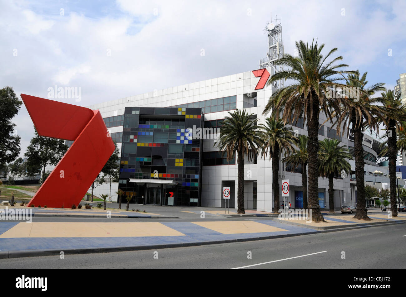 I No7 Television Studios di Melbourne sono vicini a New Quay Marina, Melbourne, Australia. Foto Stock