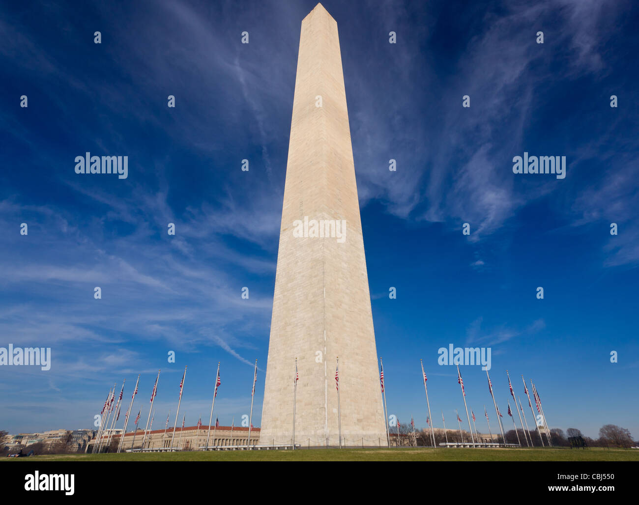 Il Monumento a Washington in DC in una limpida giornata invernale Foto Stock