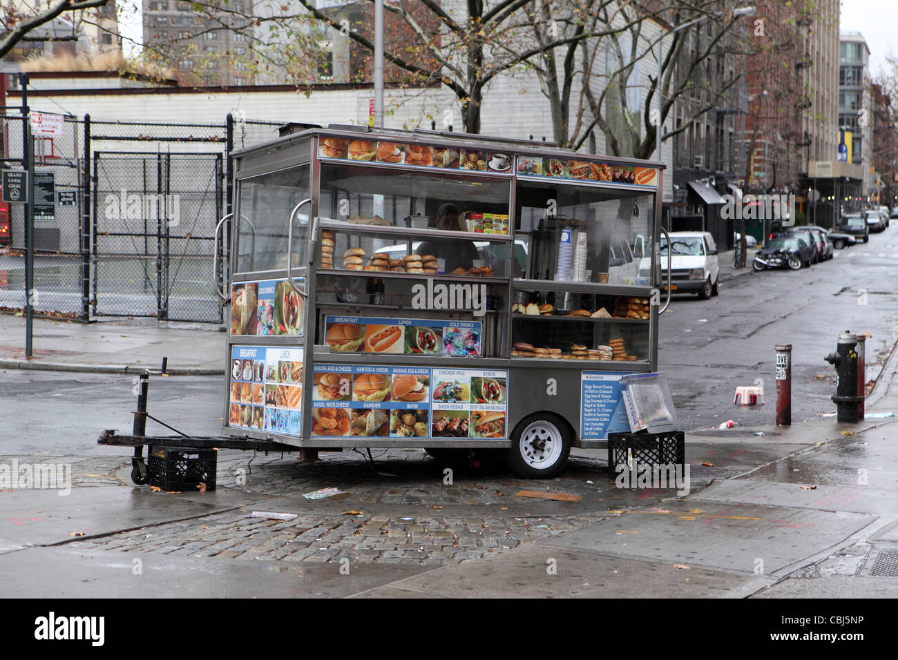 Il fast food caravan venditore ambulante, Lower Manhattan, New York New York, Stati Uniti d'America Foto Stock