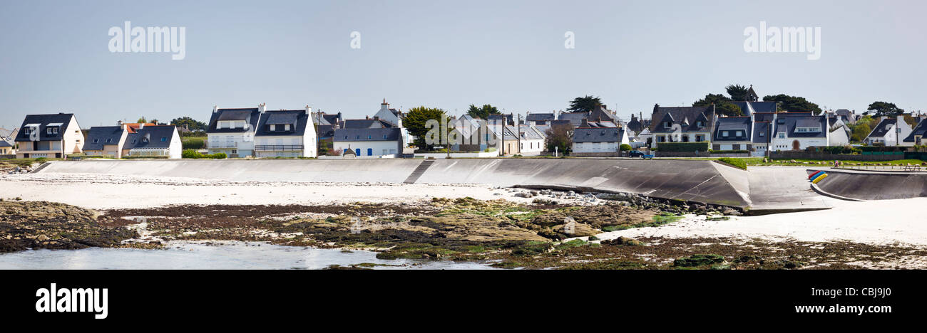 Tipiche Case bretone in Gavres, sulla costa del Morbihan, in Bretagna, Francia Foto Stock