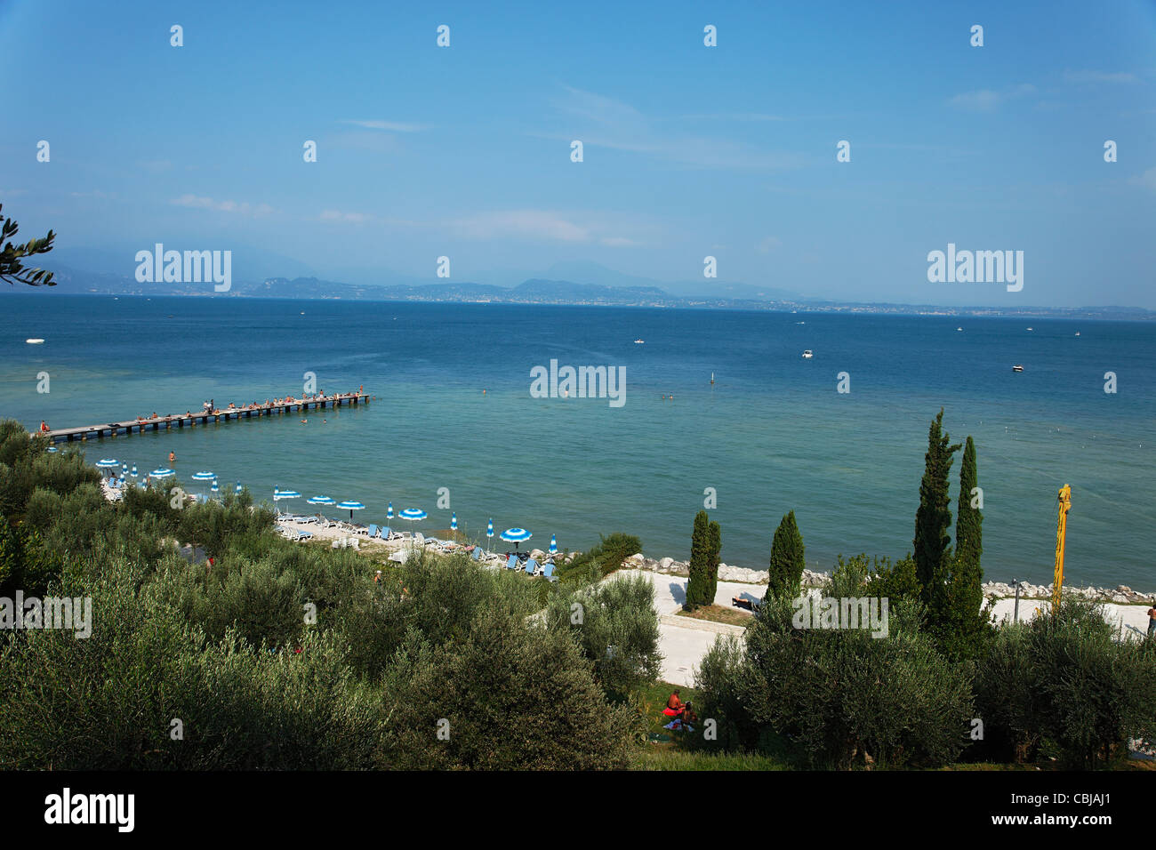 Spiaggia, Sirmione sul Lago di Garda, Veneto, Italia Foto Stock