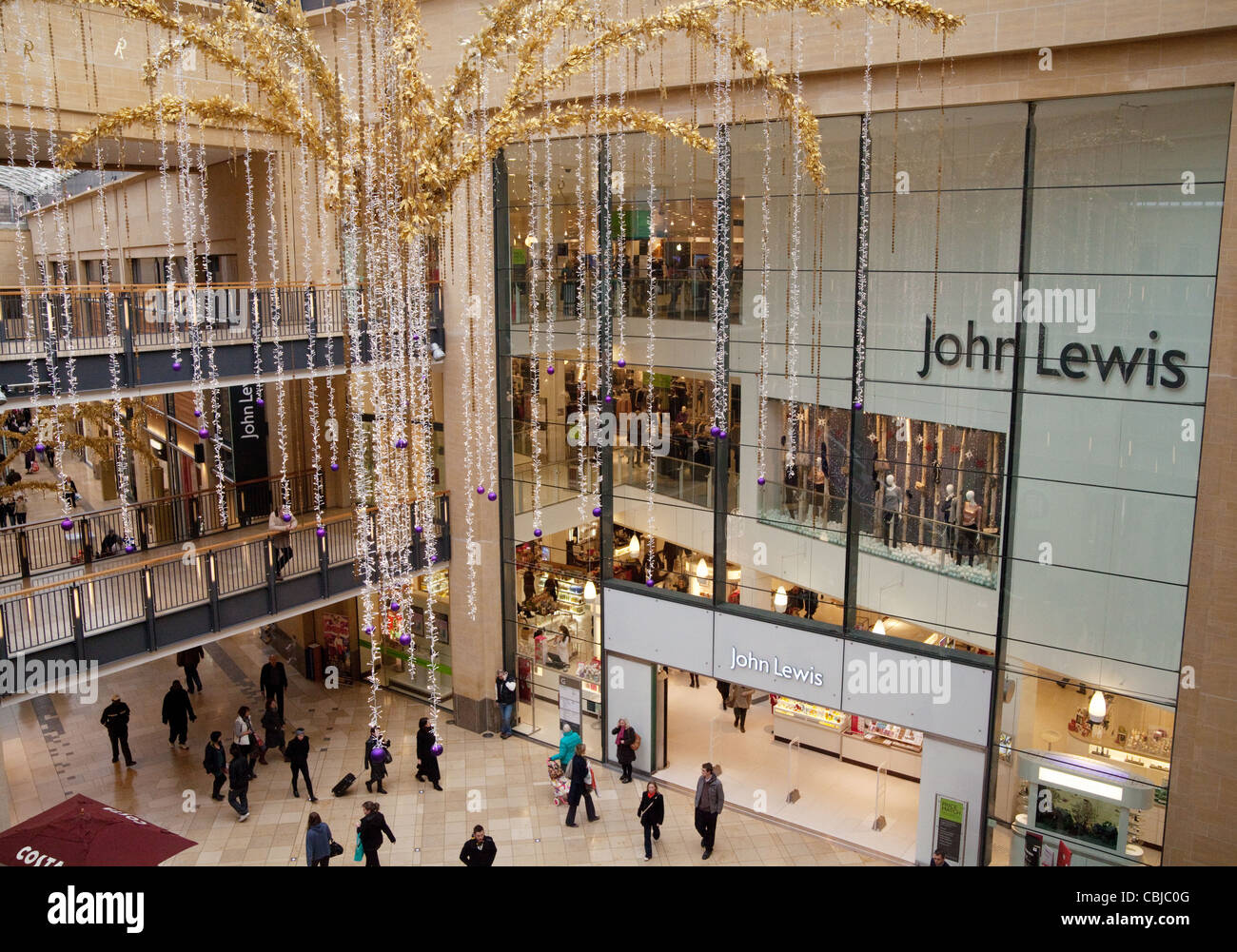John Lewis, Grand Arcade Shopping Mall, Cambridge a Natale Foto Stock