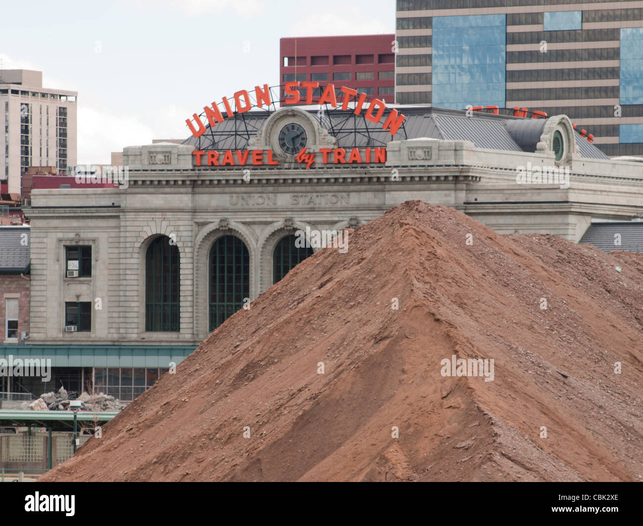 La Union Station in costruzione a Denver in Colorado. Foto Stock