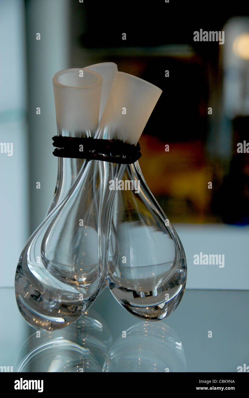 Vetro artigianale da Maibritt Jönsson und Pete Hunner del Mar Baltico vetro a Gudhjem sul Mar Baltico isola di Bornholm Foto Stock