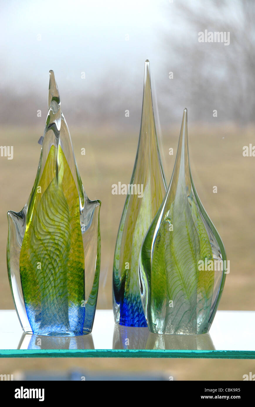 Vetro artigianale da Maibritt Jönsson und Pete Hunner del Mar Baltico vetro a Gudhjem sul Mar Baltico isola di Bornholm Foto Stock