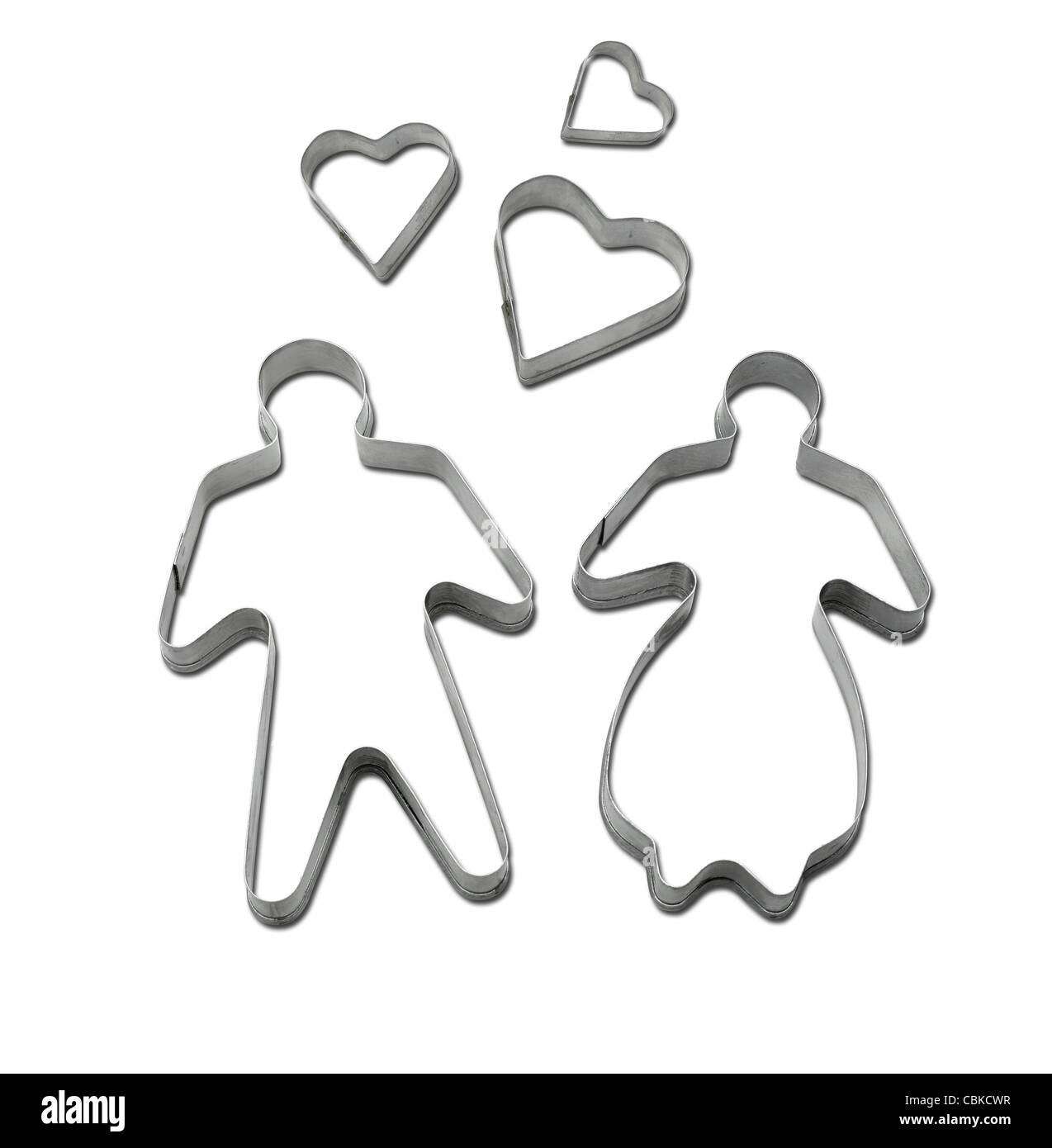 Cookie cutter su sfondo bianco con tracciato di ritaglio Foto Stock