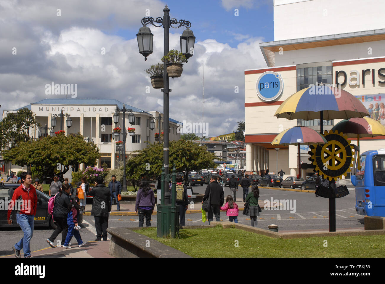 Strada pedonale nel centro della città di Puerto Montt, lago e alla regione del Cile Foto Stock