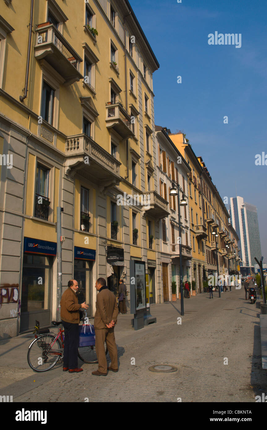 Corso Como street Porta Garibaldi zona milano lombardia italia Europa Foto Stock