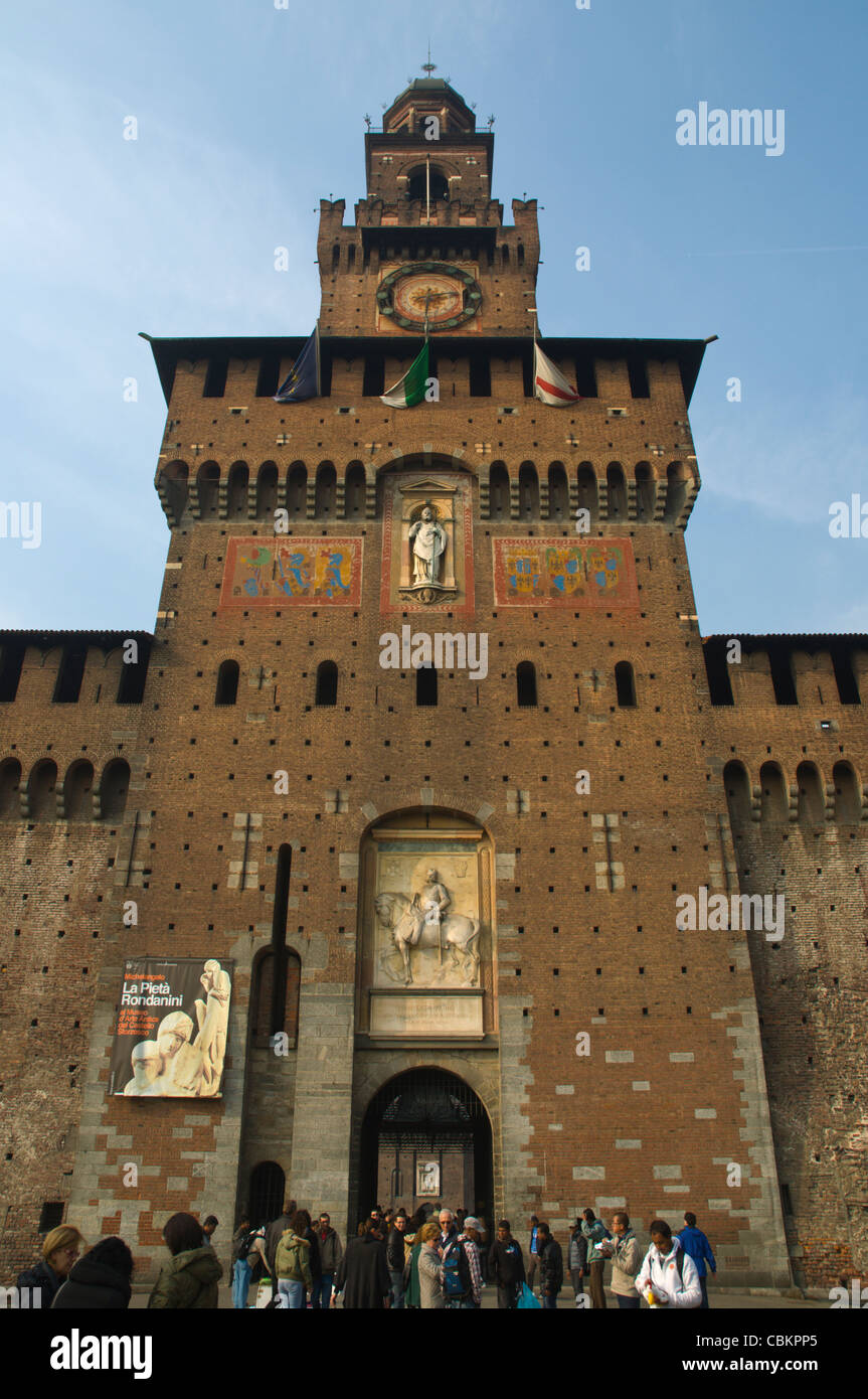 Torre del Filarete porta Castello Sforzesco milano lombardia italia Europa Foto Stock