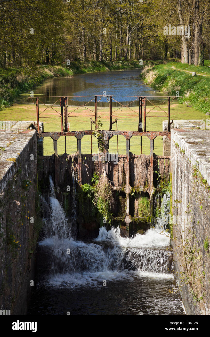 Blocco sul Nantes Brest Canal, Bretagna Francia Foto Stock