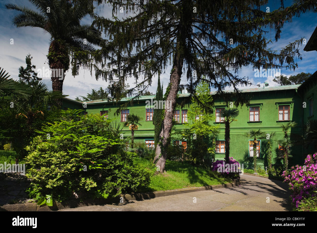 Russia, il litorale del Mar Nero, Sochi, Stalin Dacha, casa estiva del dittatore sovietico Joseph Stalin, Zelenaya Roscha sanitorium Foto Stock
