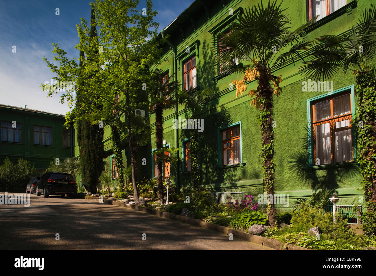 Russia, il litorale del Mar Nero, Sochi, Stalin Dacha, casa estiva del dittatore sovietico Joseph Stalin, Zelenaya Roscha sanitorium Foto Stock