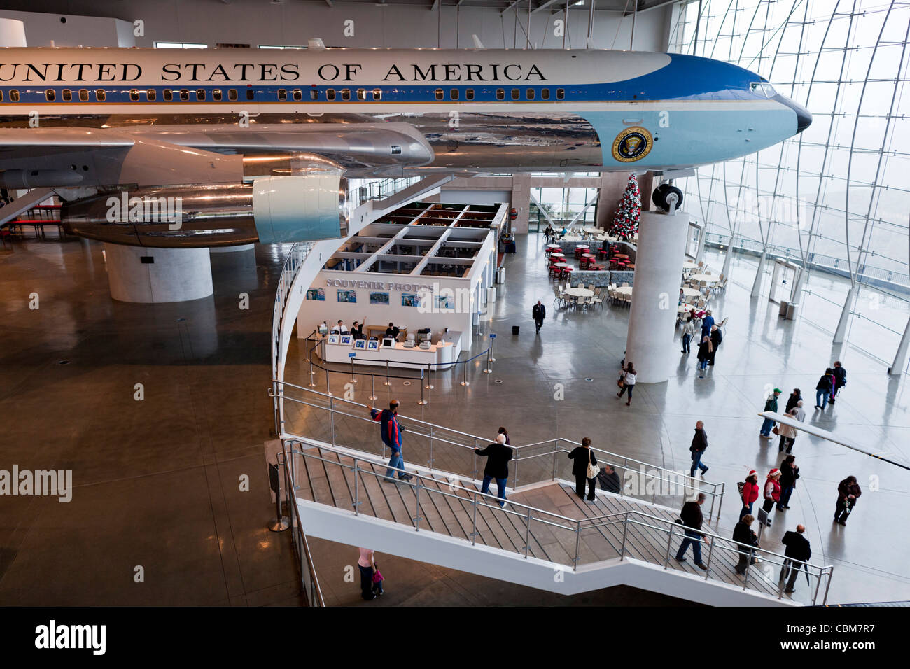 Stati Uniti, California, Simi Valley, Ronald Reagan Presidential Library, Boeing 707 Airforce uno della presidenza Reagan Foto Stock