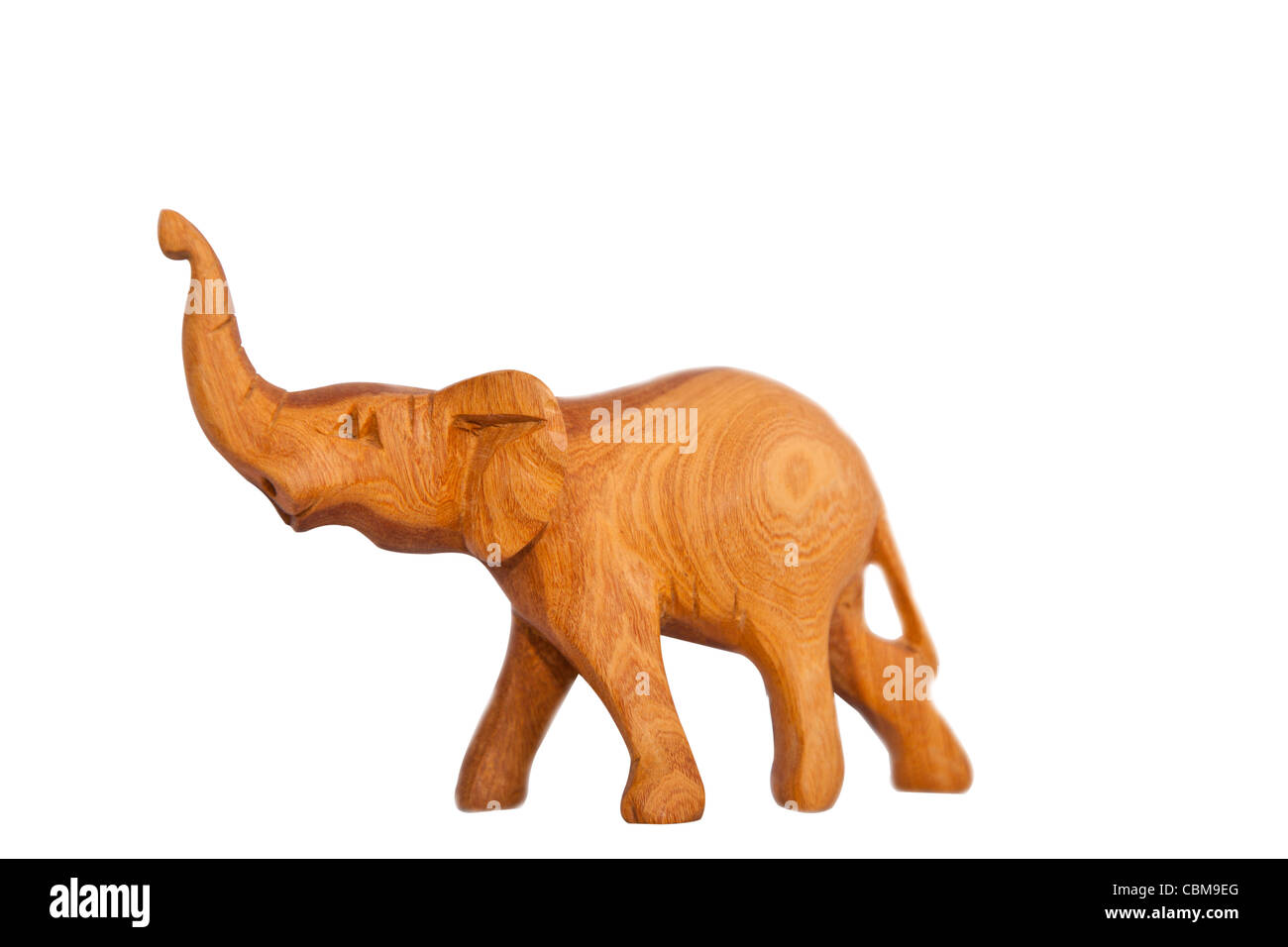 In legno fatti a mano elephant isolato su bianco Foto Stock
