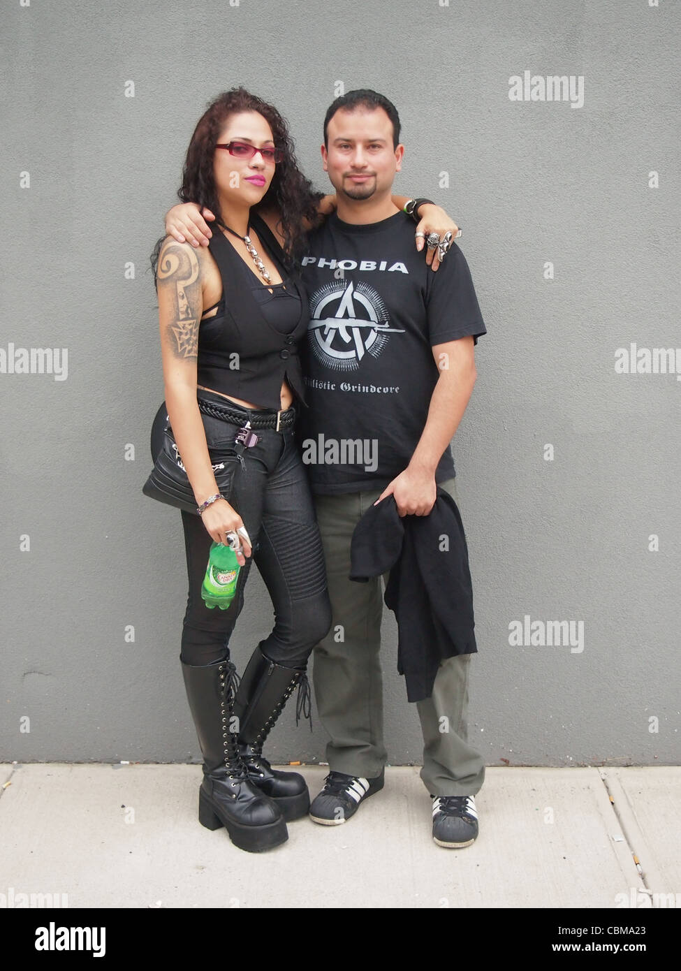 Biker coppia al biker rally per Indian Larry. Foto Stock