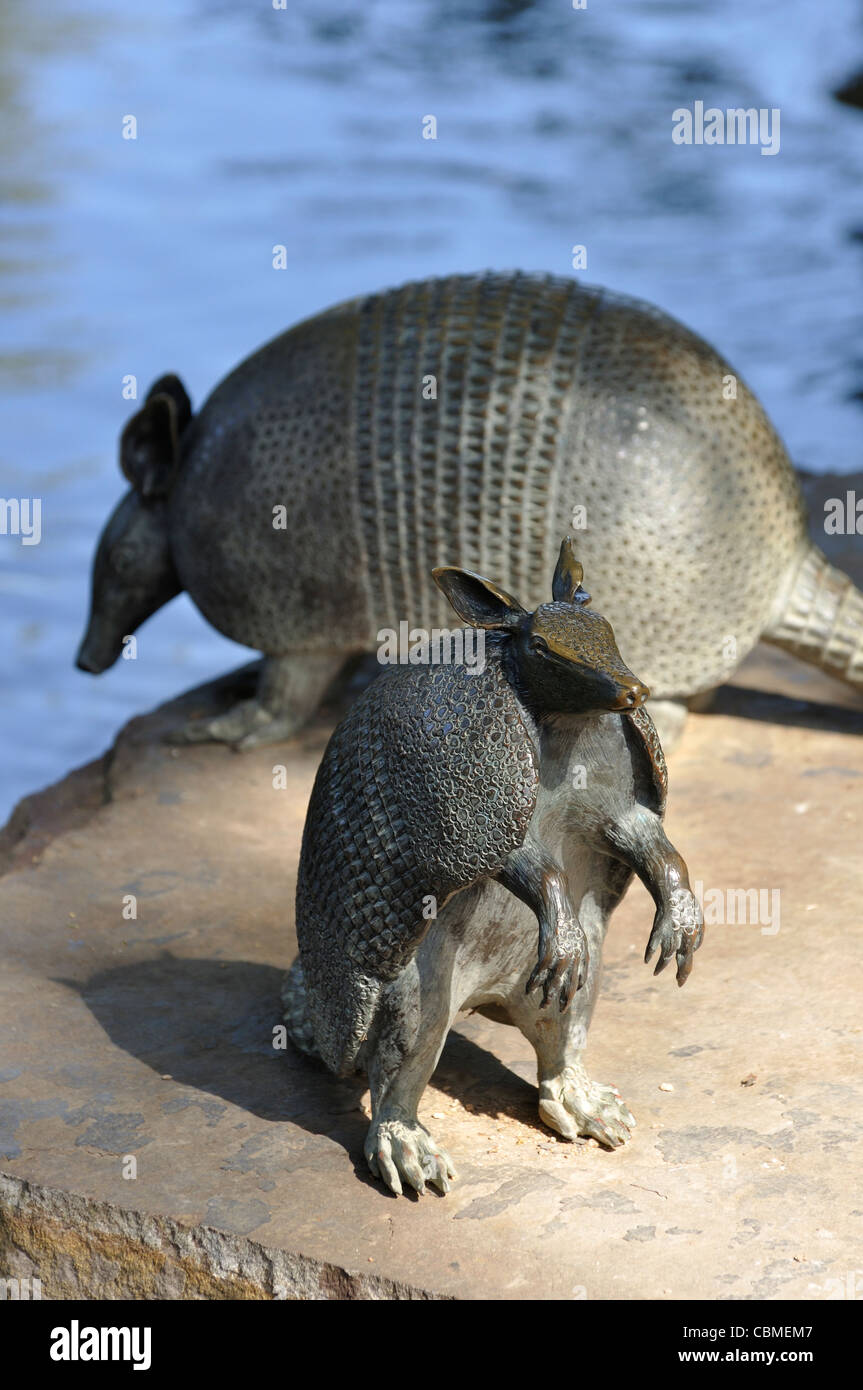 Armadillo scultura, Dallas Arboretum, Dallas, Texas, Stati Uniti d'America Foto Stock