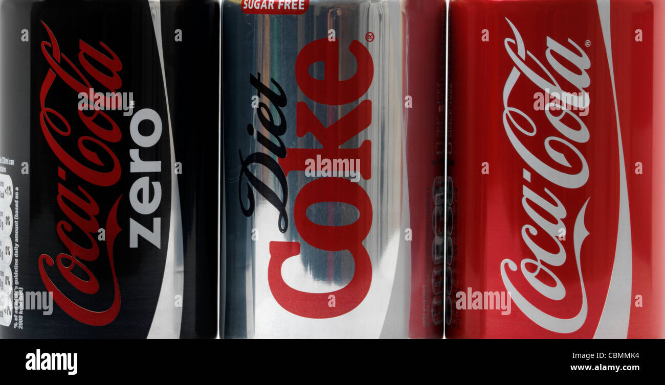 Coca Cola variazione di prodotto Diet Coke, Coca Cola Zero e Coca Cola Foto Stock