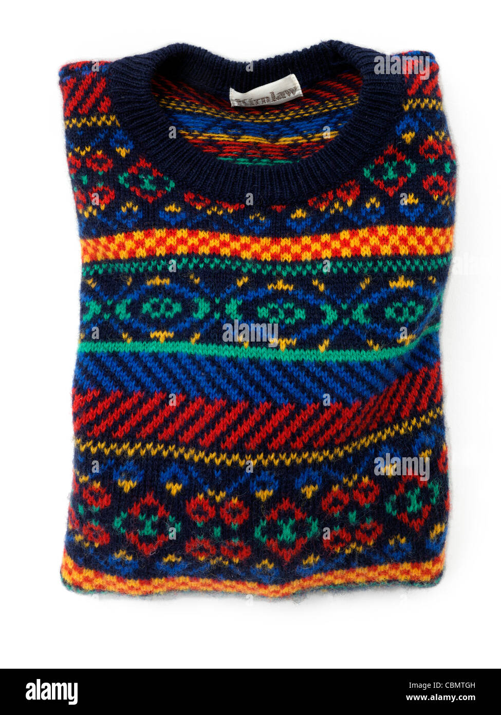 Multi colore ponticello di lana realizzato nel Fair Isle Scozia Scotland Foto Stock