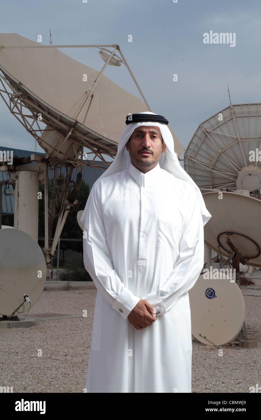 Sheikh Hamad Bin Thamer Al Thani, presidente del consiglio di amministrazione di Al Jazeera canale satellitare a Doha. Foto Stock
