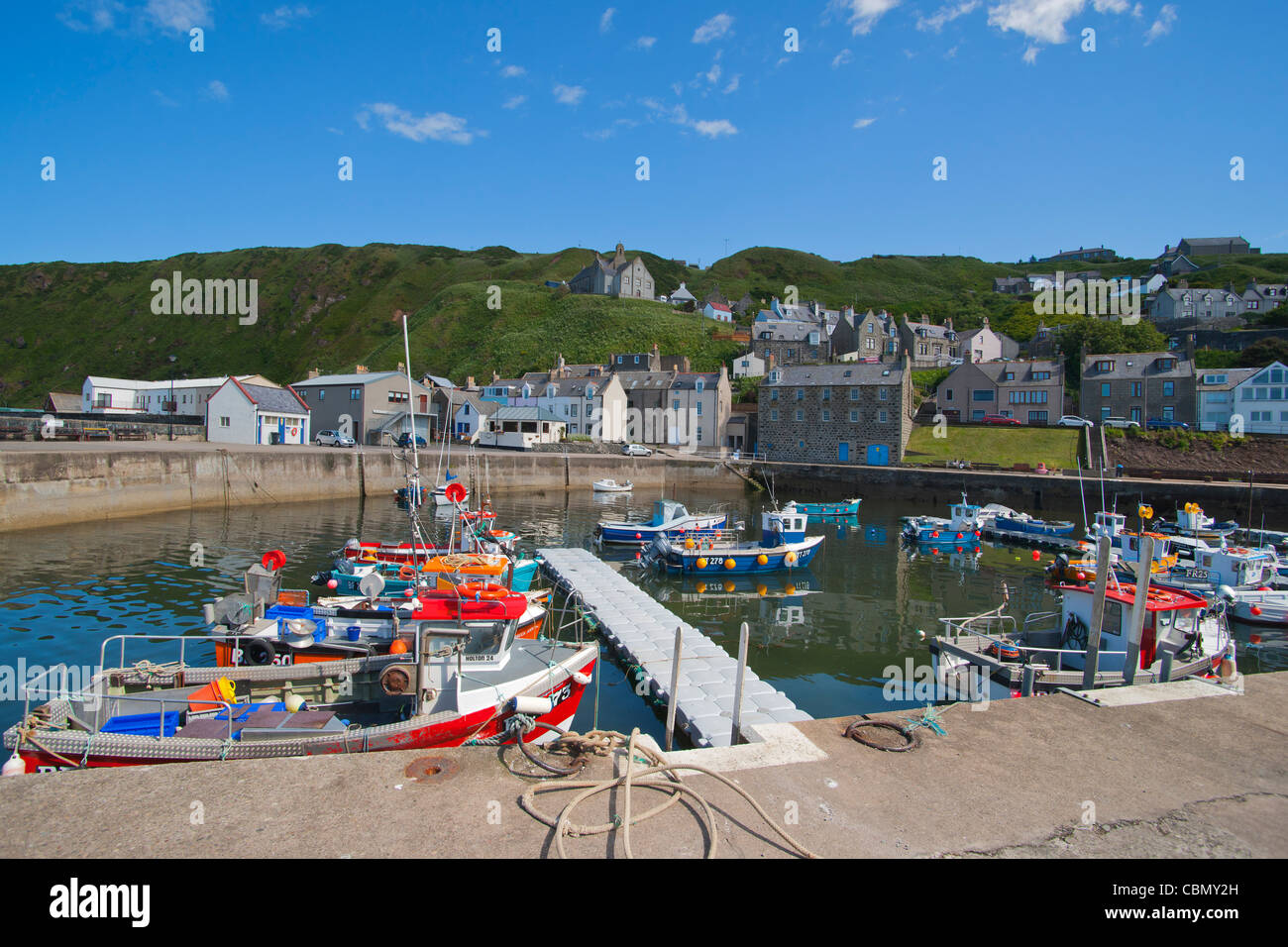 Gardenstown Harbour, Moray Firth, Aberdeenshire, Scozia Foto Stock